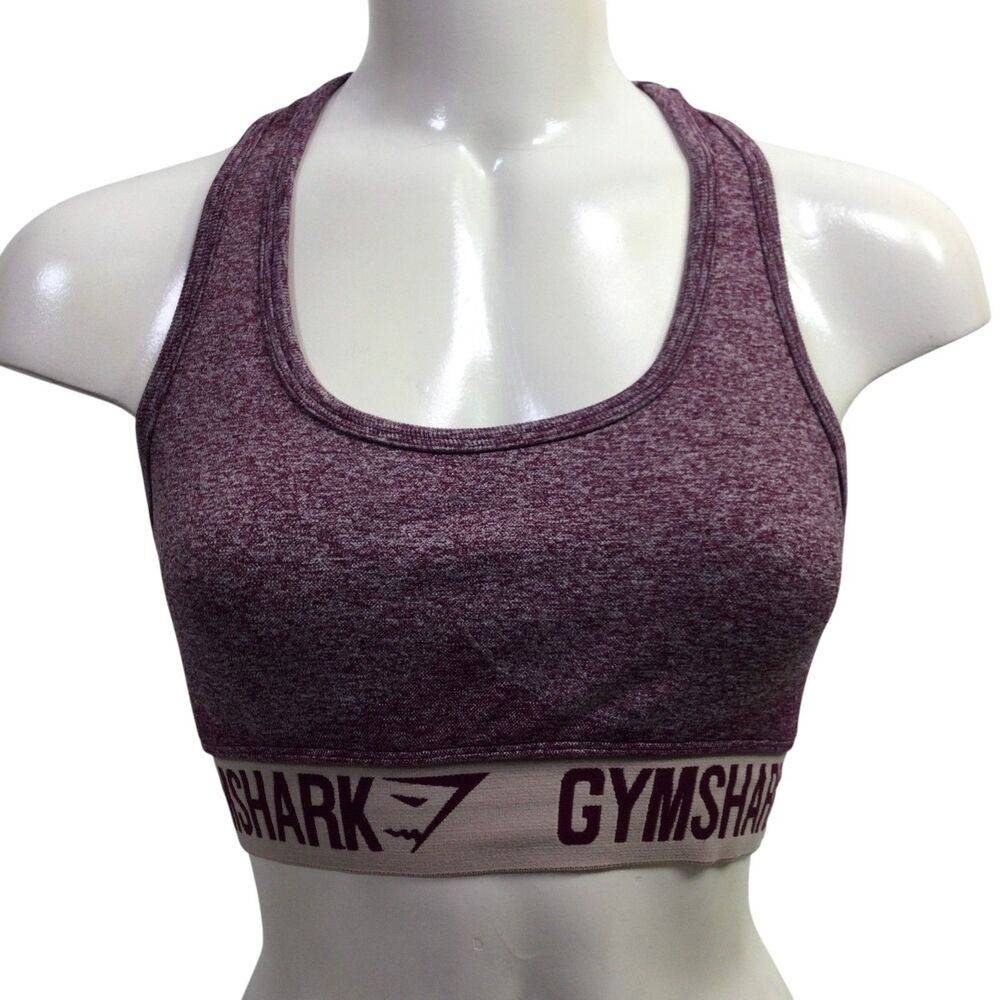 Gymshark Womens Flex Sports Bra Halter Neck Stretch Purple Size Medium